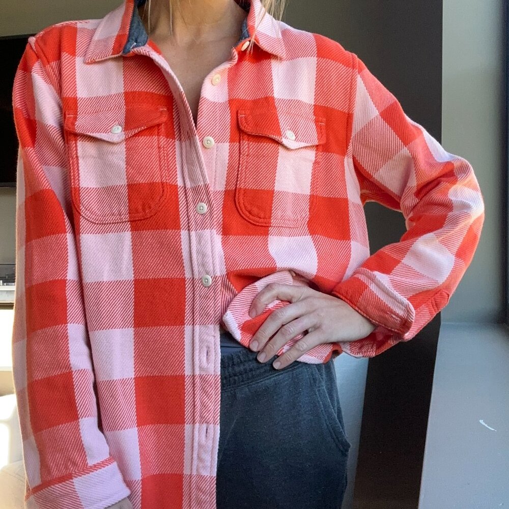 Outerknown Blanket Shirt M/L Mineral Pink Box Check
